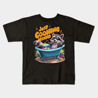 Just Cooning Mischievous Raccoons Bath Adventure Kids T-Shirt